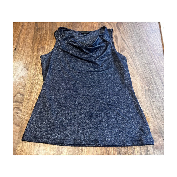 Willi Smith Large Metallic Blouse Knit Gray Sleeveless - Picture 3 of 7